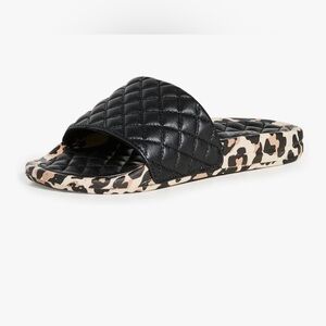 APL:  Women's Lusso Slide, Black/Leopard, 7. NIB. Napa Leather